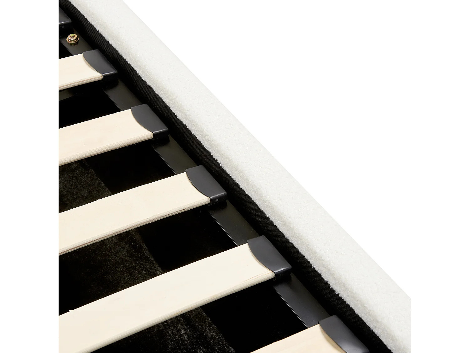 Polsterbett Bouclé cremeweiss mit Bettkasten hochklappbar 90 x 200 cm ANET