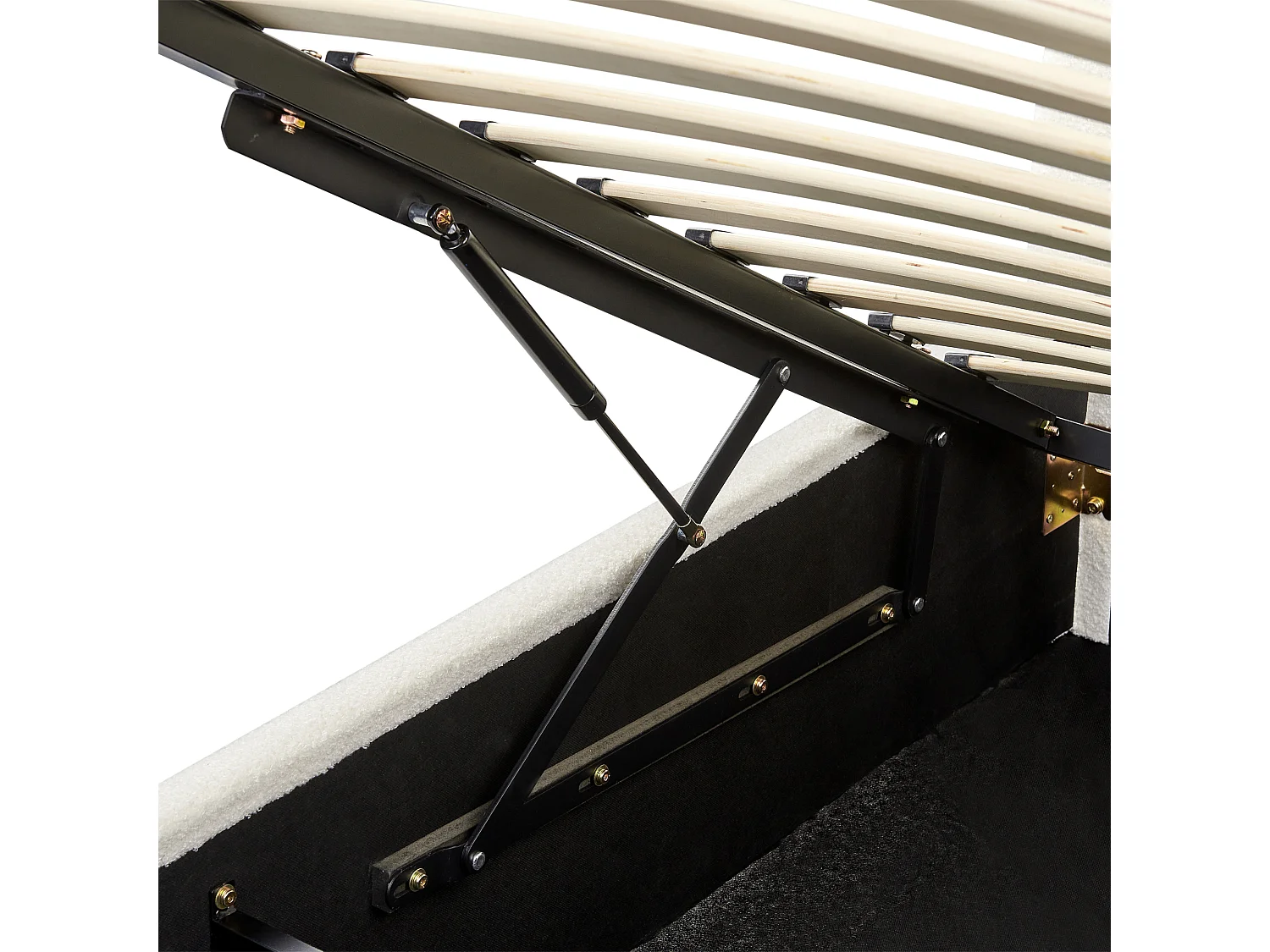 Polsterbett Bouclé cremeweiss mit Bettkasten hochklappbar 90 x 200 cm ANET