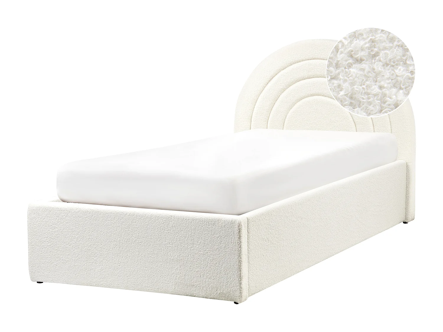 Lit ottoman enfant Bouclé ANET 90 x 200 cm Blanc cassé