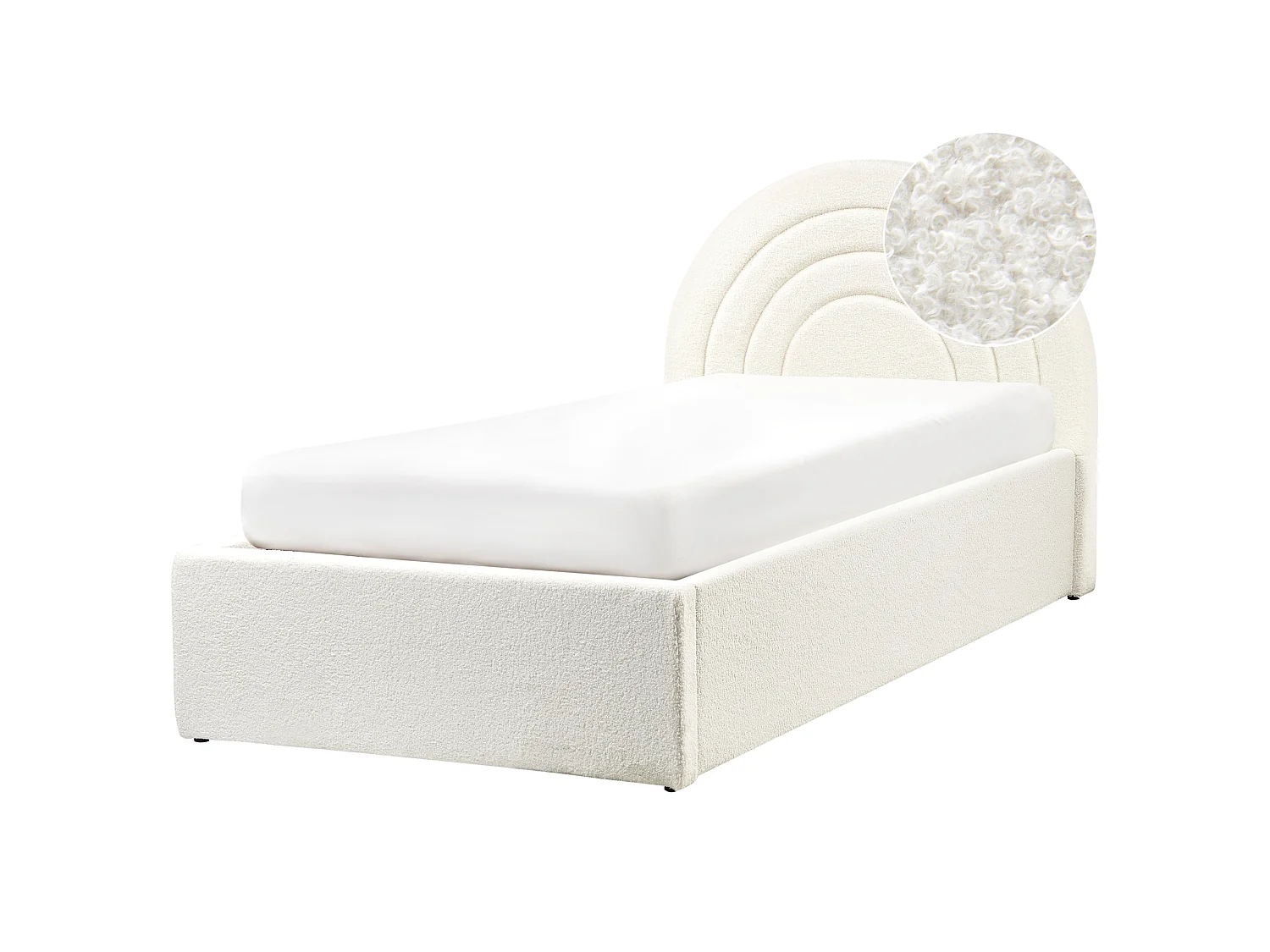 Kids Ottoman Bed ANET Boucle Off-White 90 x 200 cm (EU Single)