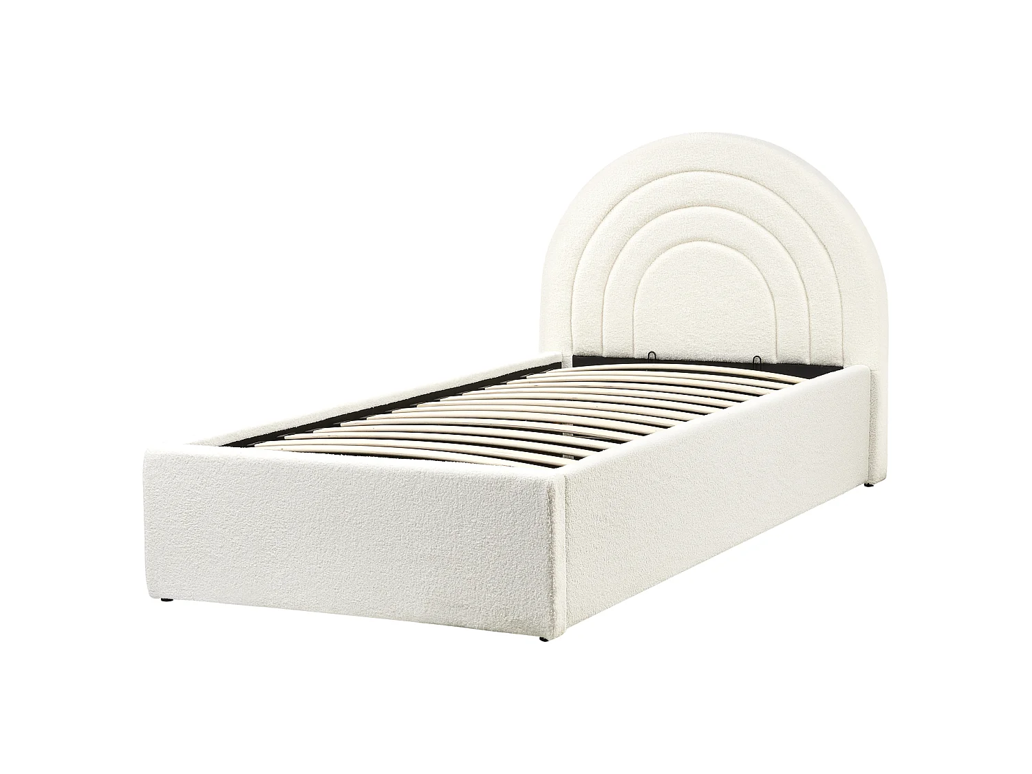 Kids Ottoman Bed ANET Boucle Off-White 90 x 200 cm (EU Single)