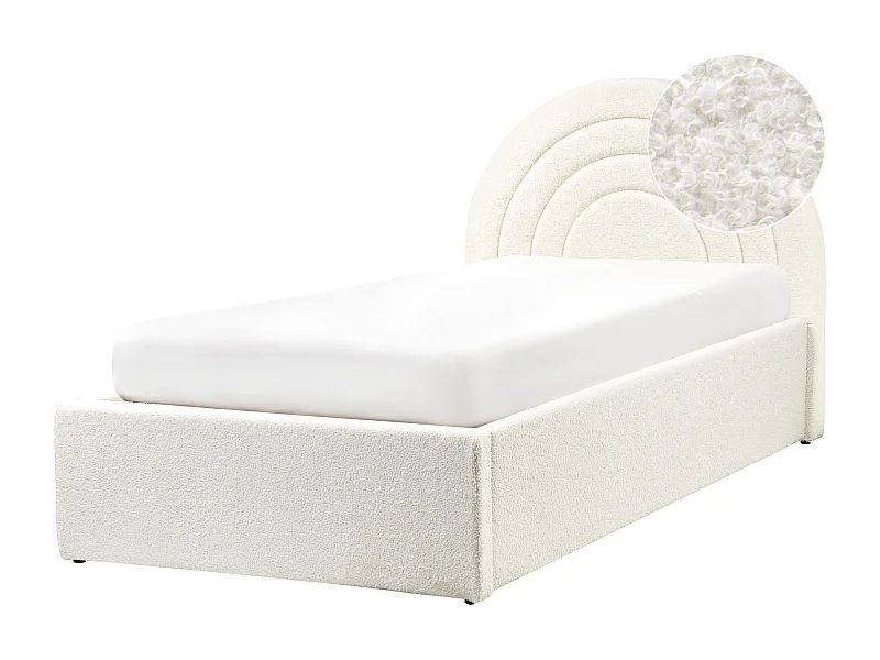 Lit ottoman enfant Bouclé ANET 90 x 200 cm Blanc cassé