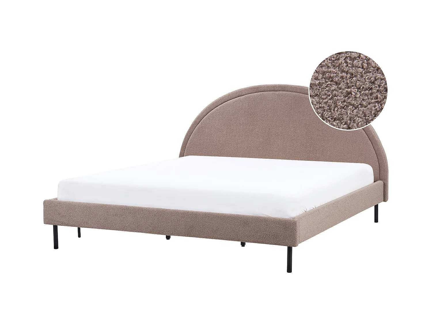 Bett mit Lattenrost Bouclé MARGUT 180 x 200 cm Taupe