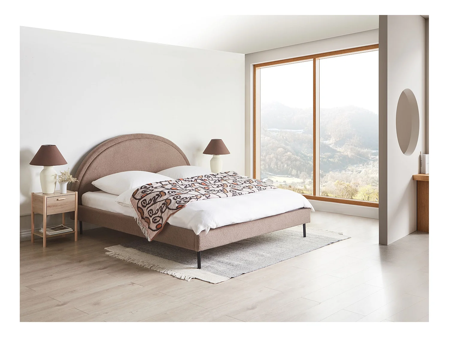 Bett mit Lattenrost Bouclé MARGUT 180 x 200 cm Taupe