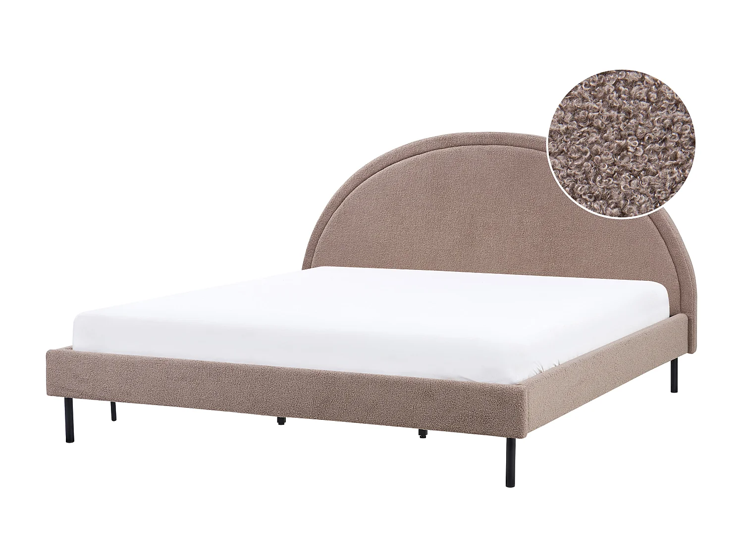 Letto Bouclé MARGUT 180 x 200 cm Tortora