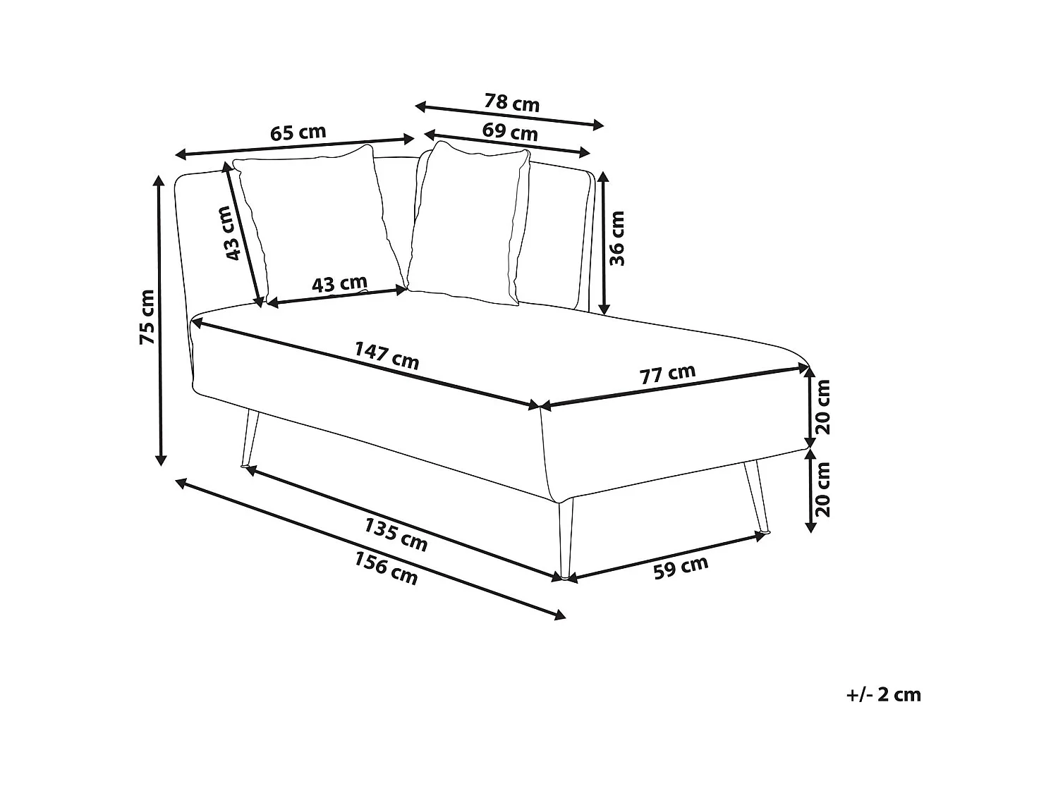 Chaise longue côté droite RIOM Tissu Vert