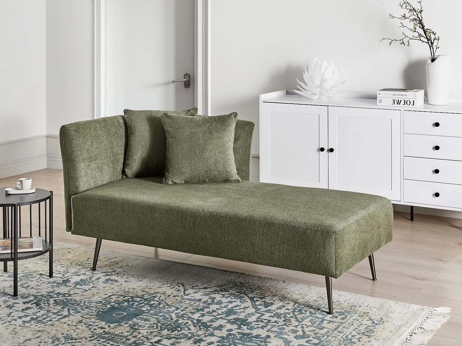 Chaise longue côté gauche RIOM Tissu Vert