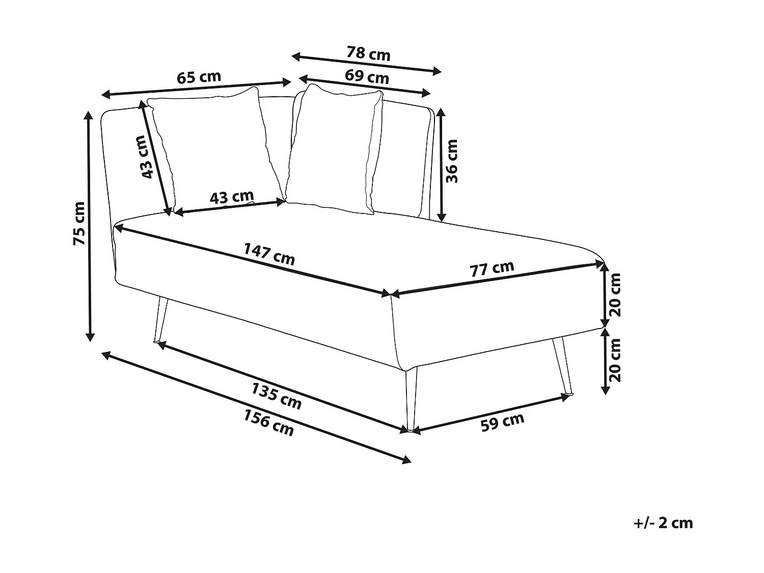 Chaise longue côté gauche RIOM Tissu Vert