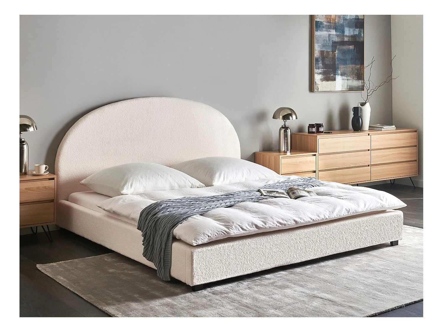 Letto Bouclé VAUCLUSE 180 x 200 cm Bianco sporco