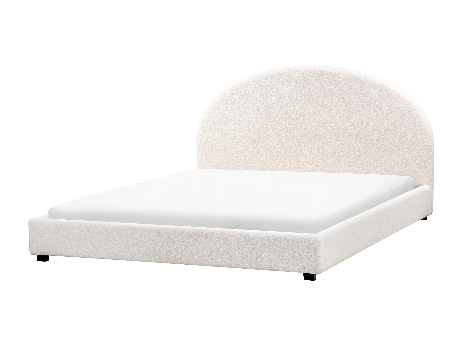 Lit avec sommier Bouclé VAUCLUSE 180 x 200 cm Blanc cassé