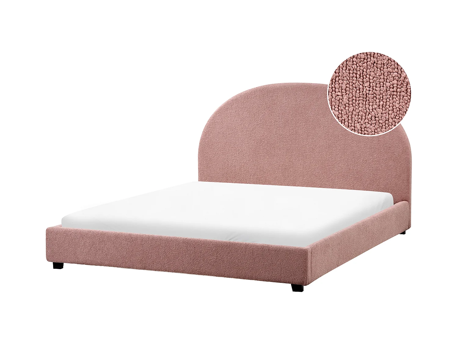 Letto Bouclé VAUCLUSE 160 x 200 cm Rosa pastello