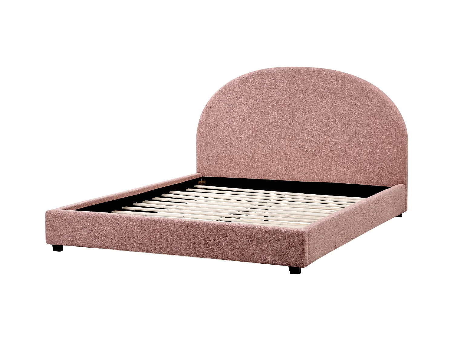 Letto Bouclé VAUCLUSE 160 x 200 cm Rosa pastello