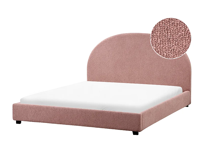 Letto Bouclé VAUCLUSE 160 x 200 cm Rosa pastello