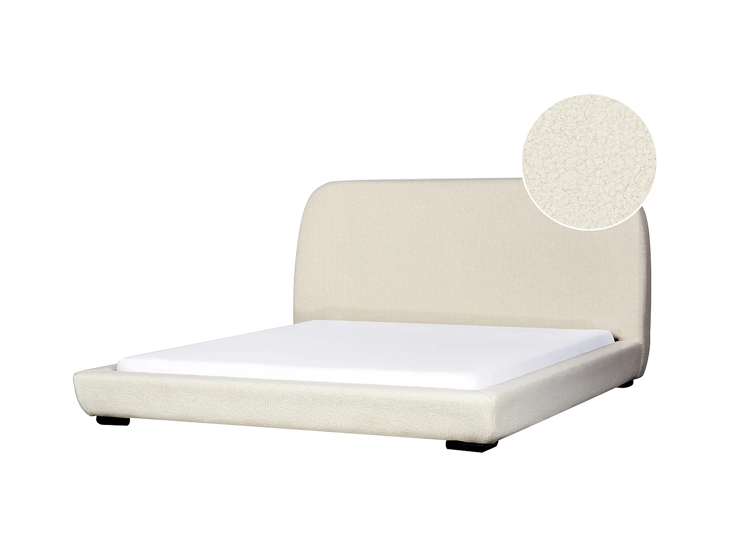 Lit avec sommier Bouclé ROISEL 180 x 200 cm Beige clair