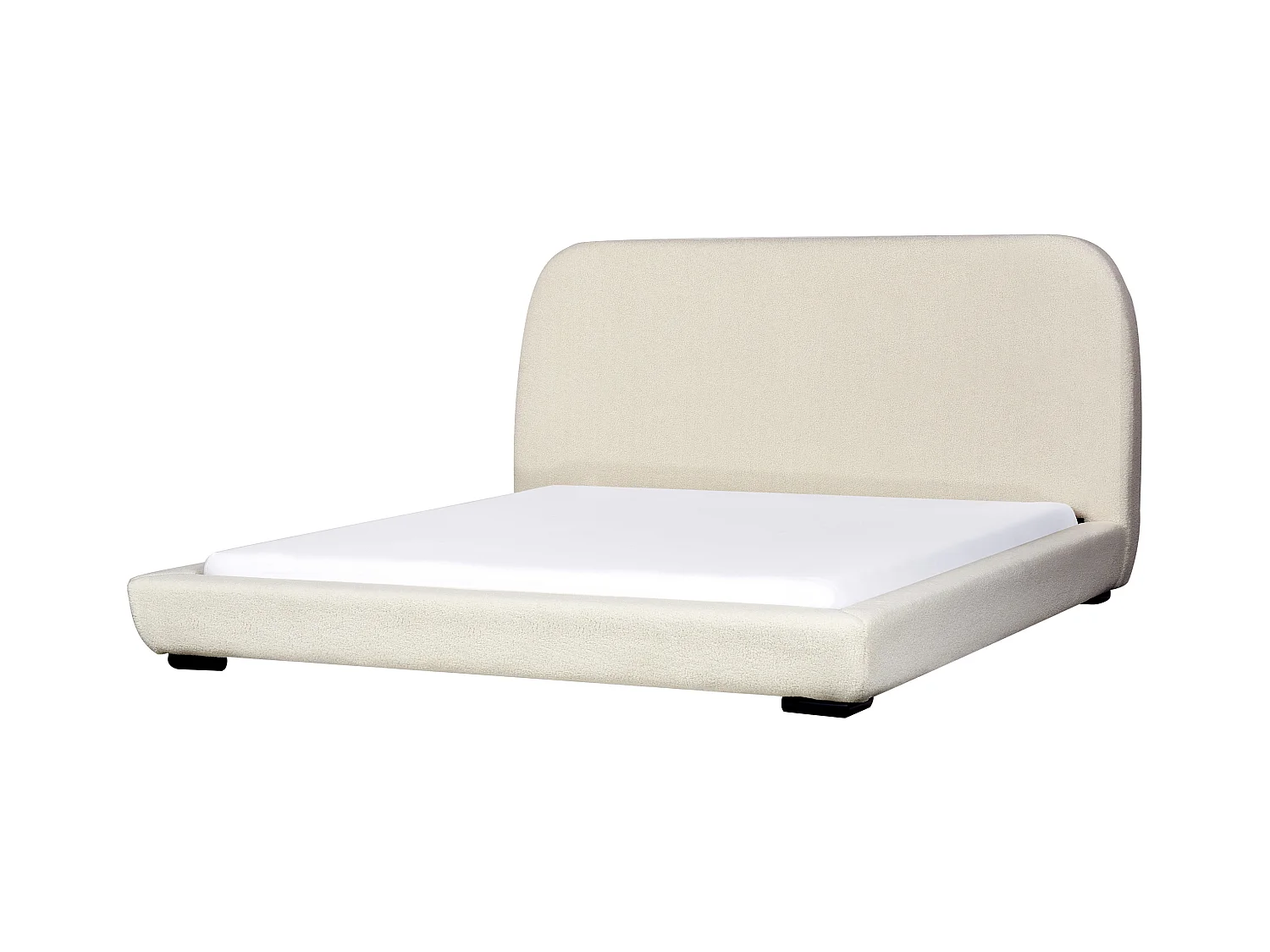 Lit avec sommier Bouclé ROISEL 180 x 200 cm Beige clair