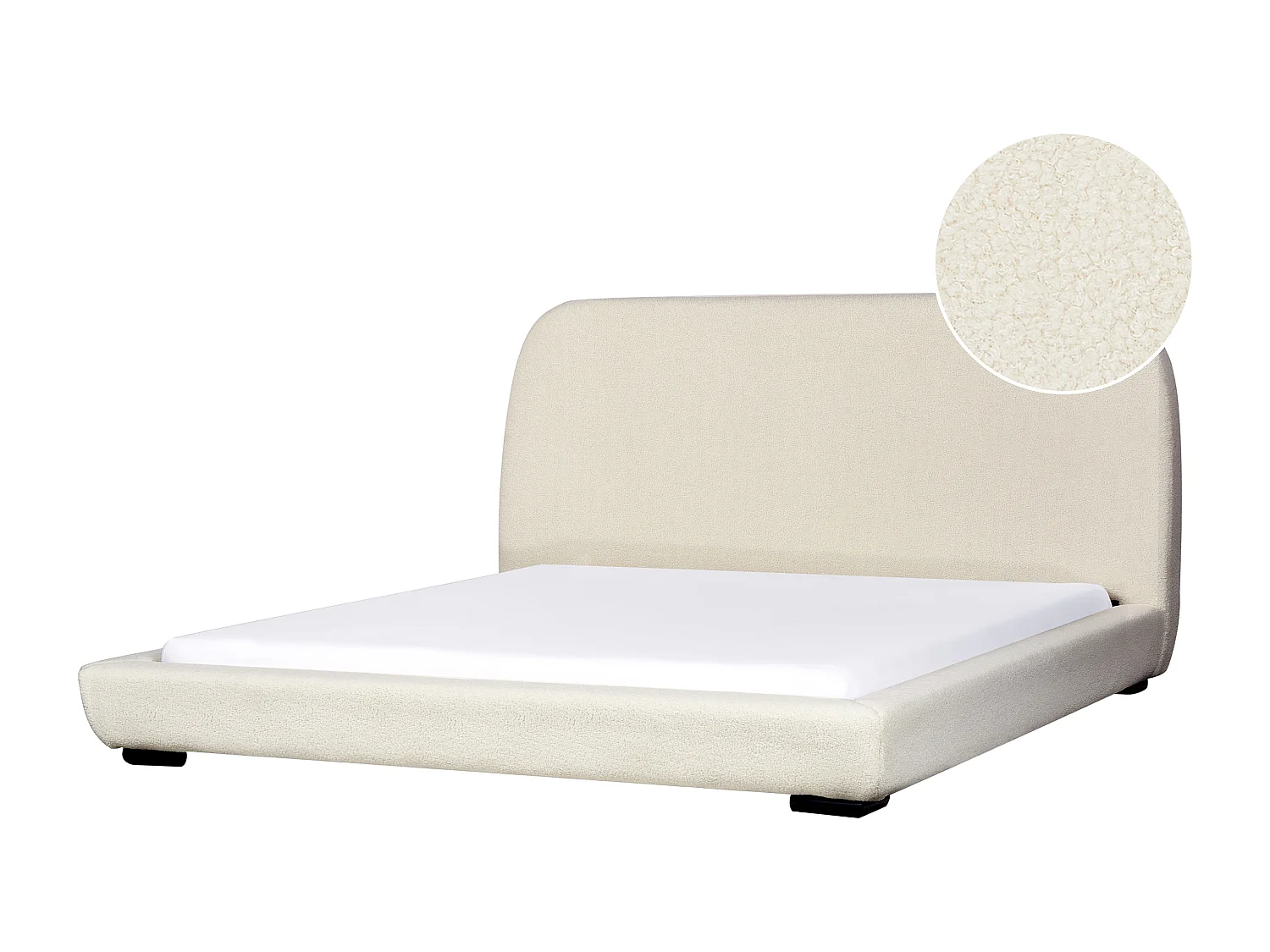 Bett mit Lattenrost Bouclé ROISEL 180 x 200 cm Hellbeige