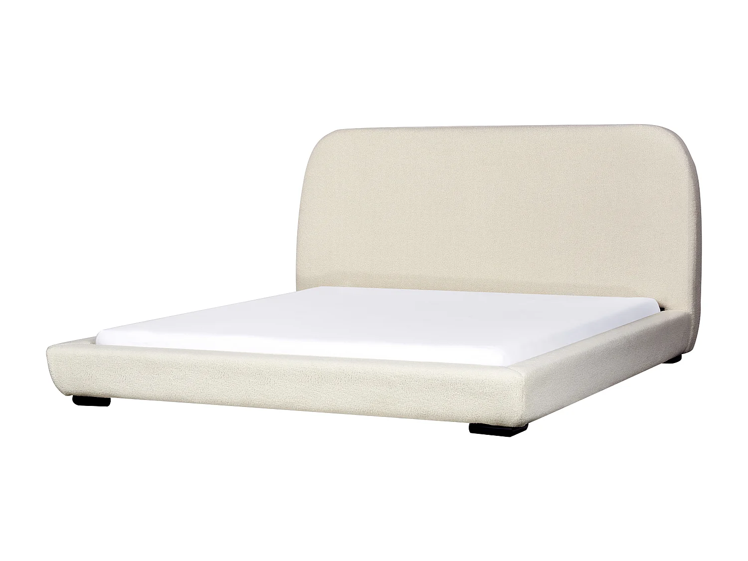 Bett mit Lattenrost Bouclé ROISEL 180 x 200 cm Hellbeige