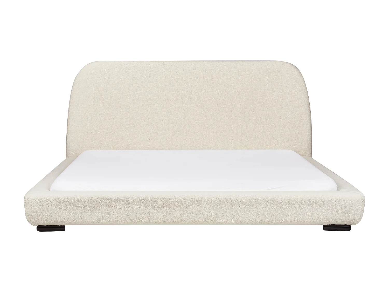 Bett mit Lattenrost Bouclé ROISEL 180 x 200 cm Hellbeige