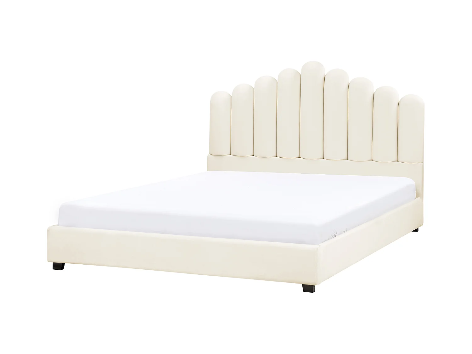 Lit avec sommier Velours VINCENNES 180 x 200 cm Blanc cassé