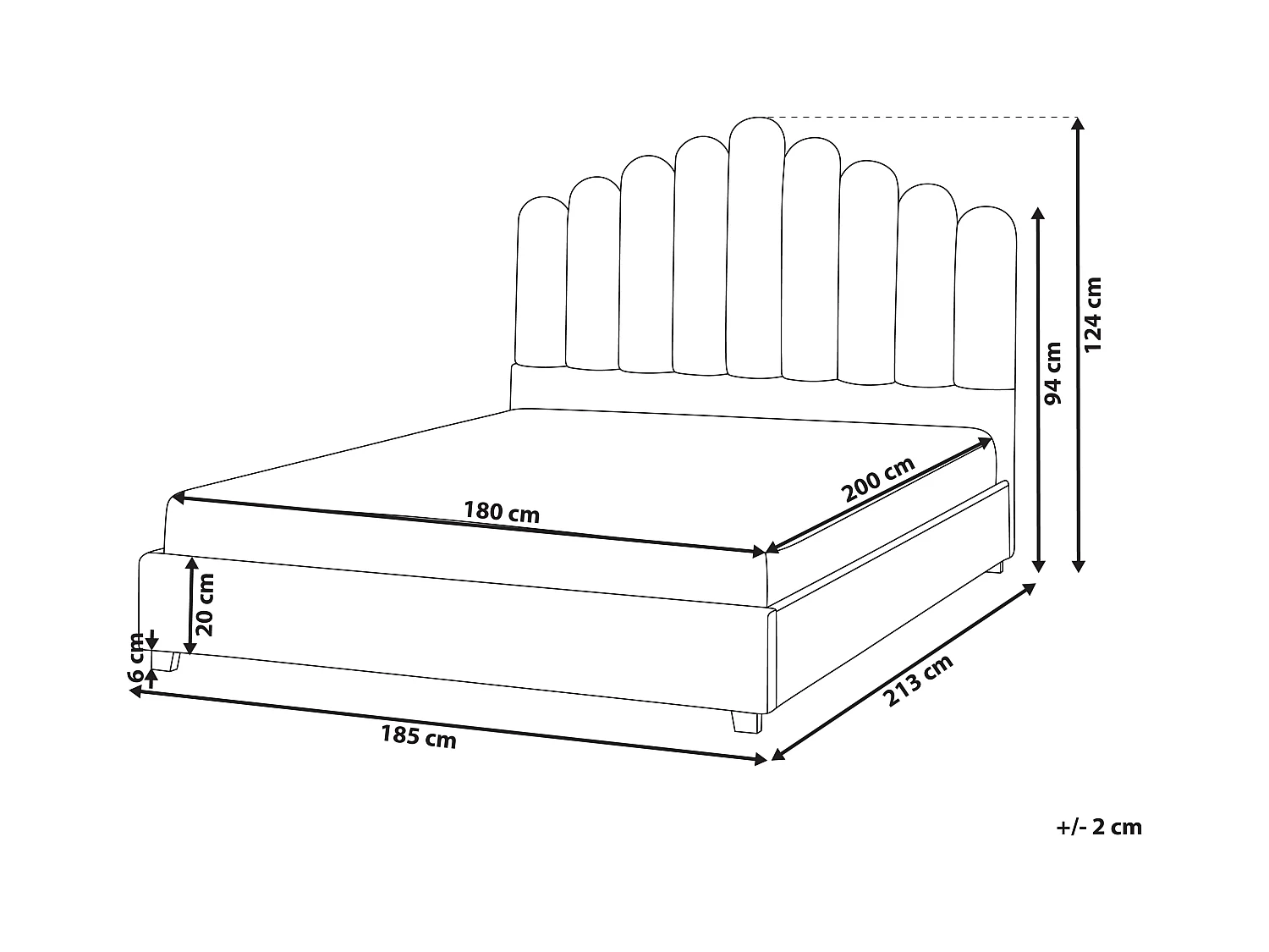 Lit avec sommier Velours VINCENNES 180 x 200 cm Blanc cassé