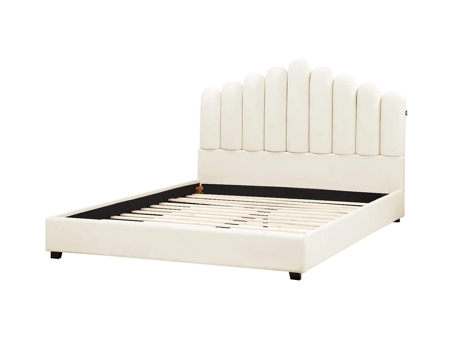 Lit avec sommier Velours VINCENNES 180 x 200 cm Blanc cassé