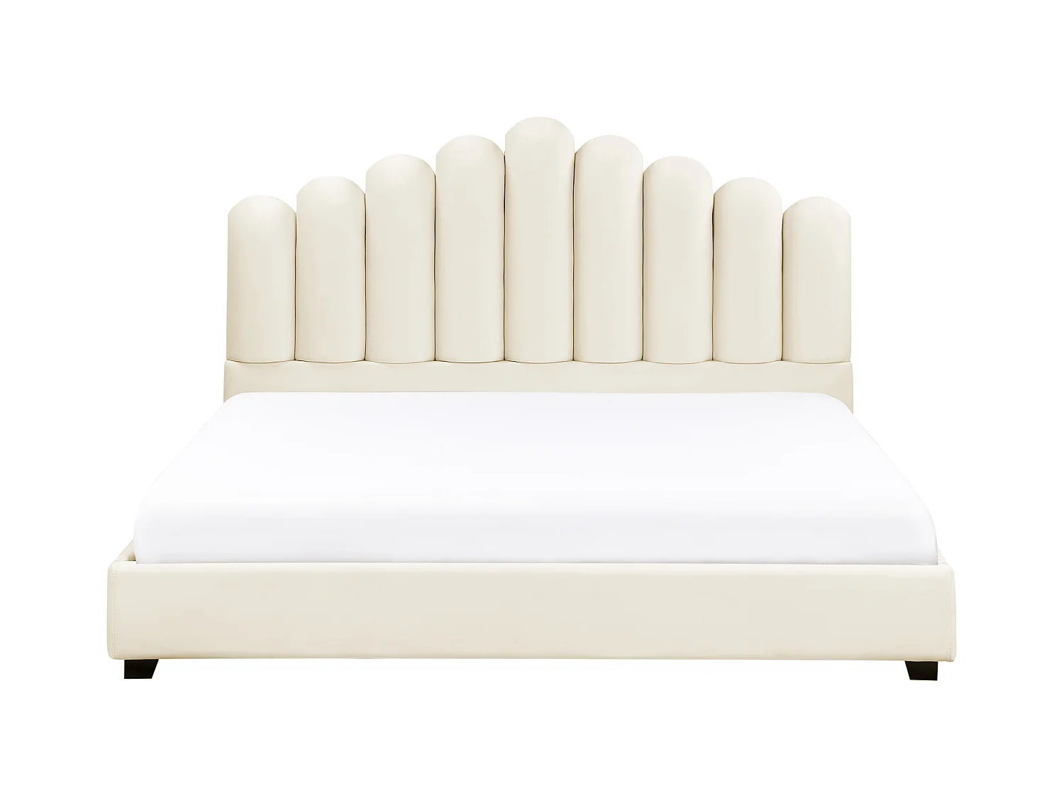 Lit avec sommier Velours VINCENNES 180 x 200 cm Blanc cassé