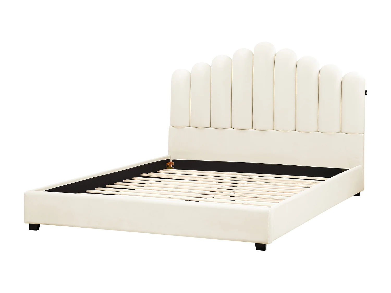 Lit avec sommier Velours VINCENNES 180 x 200 cm Blanc cassé