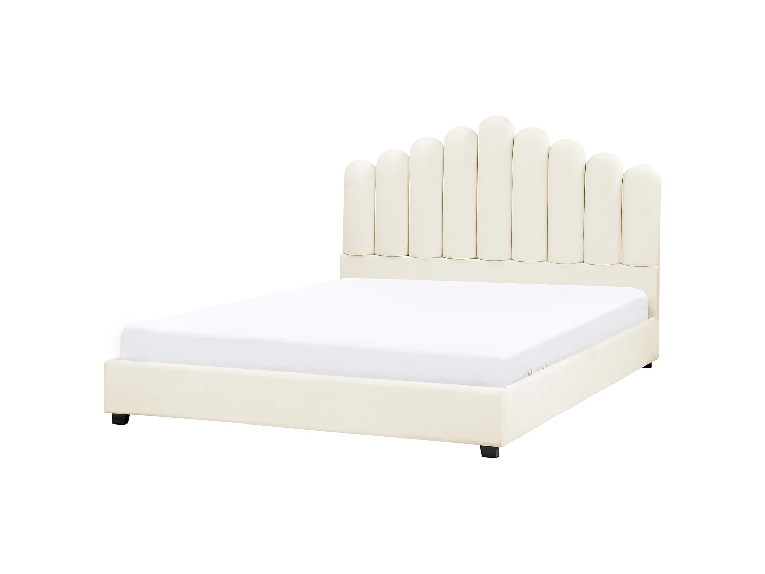 Lit avec sommier Velours VINCENNES 180 x 200 cm Blanc cassé