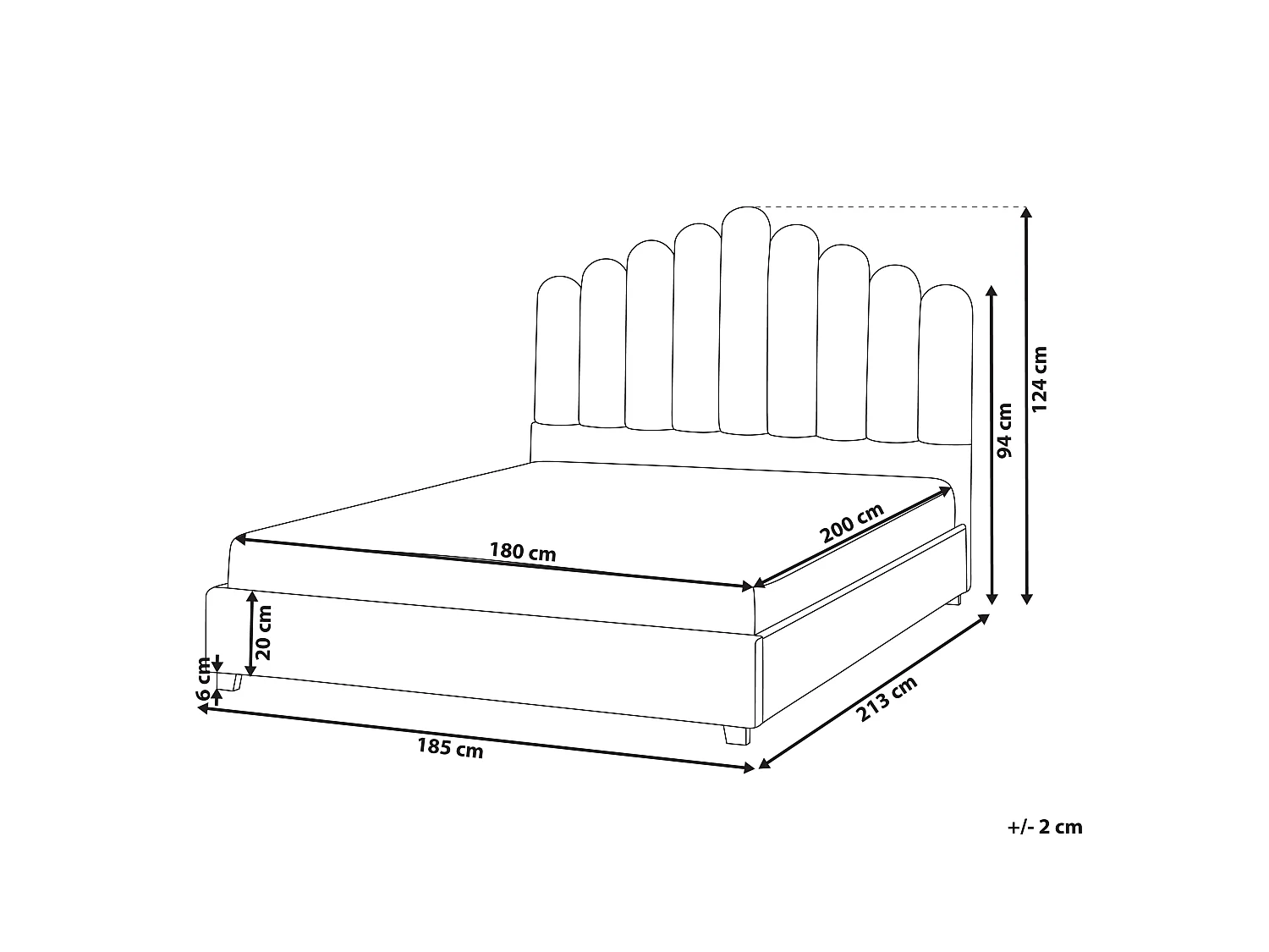 Lit avec sommier Velours VINCENNES 180 x 200 cm Blanc cassé