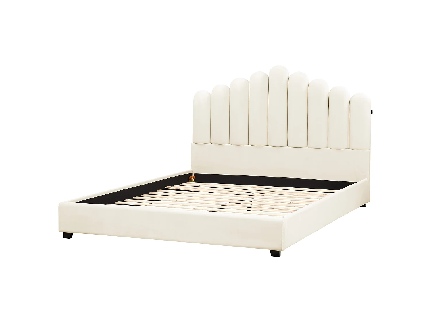 Lit avec sommier Velours VINCENNES 180 x 200 cm Blanc cassé