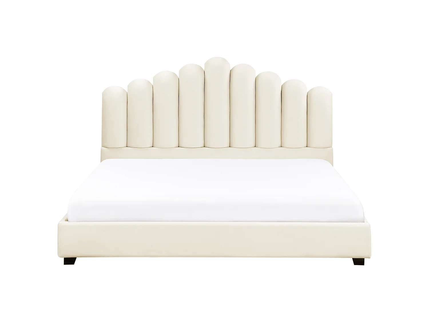 Lit avec sommier Velours VINCENNES 180 x 200 cm Blanc cassé