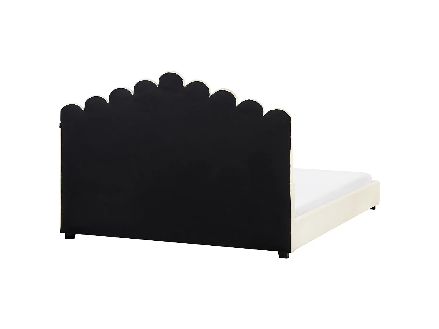 Lit avec sommier Velours VINCENNES 180 x 200 cm Blanc cassé