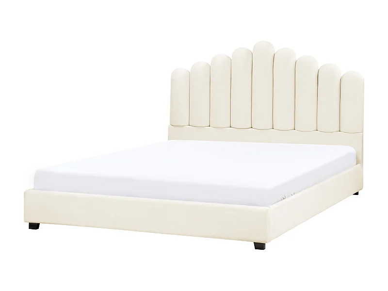 Letto Velluto VINCENNES 180 x 200 cm Bianco sporco