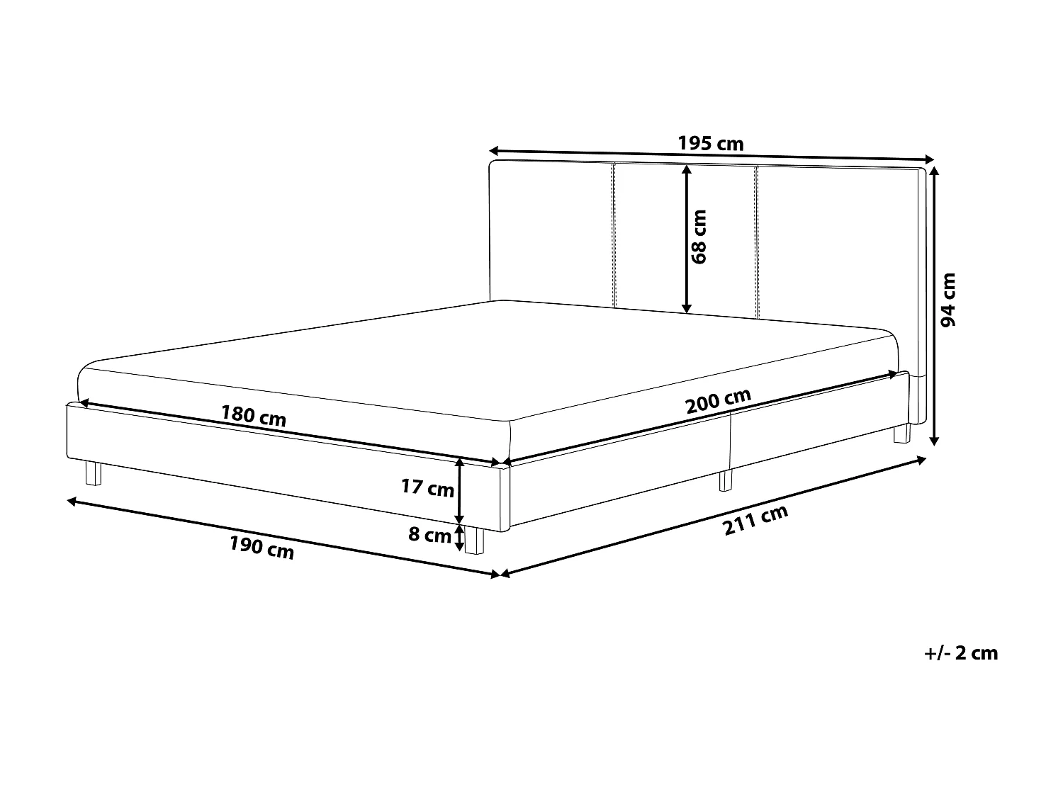 Lit avec sommier Bouclé ALBI 180 x 200 cm Marron