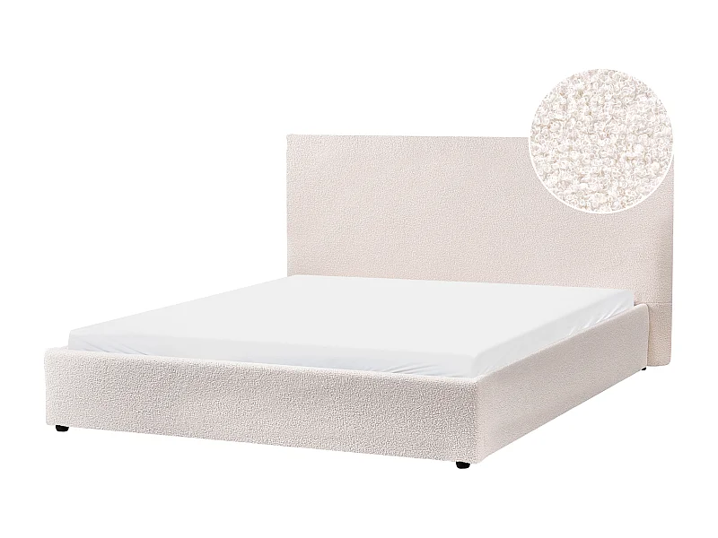 Bed Bouclé LAVAUR 160 x 200 cm Gebroken wit