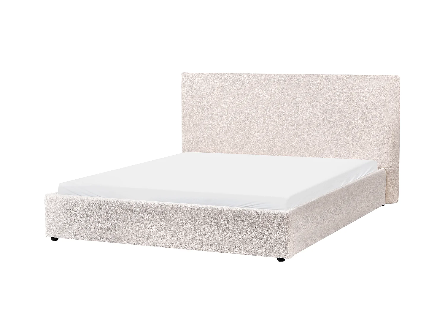 Bett mit Lattenrost Bouclé LAVAUR 160 x 200 cm Cremeweiss