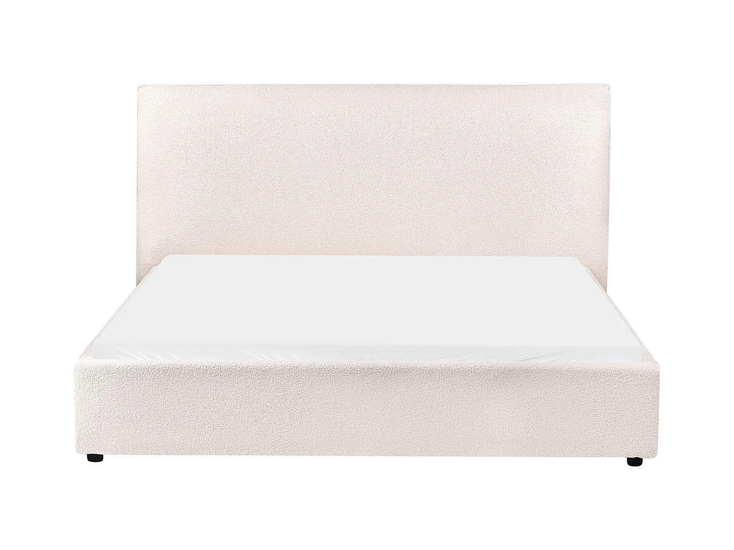 Bett mit Lattenrost Bouclé LAVAUR 160 x 200 cm Cremeweiss