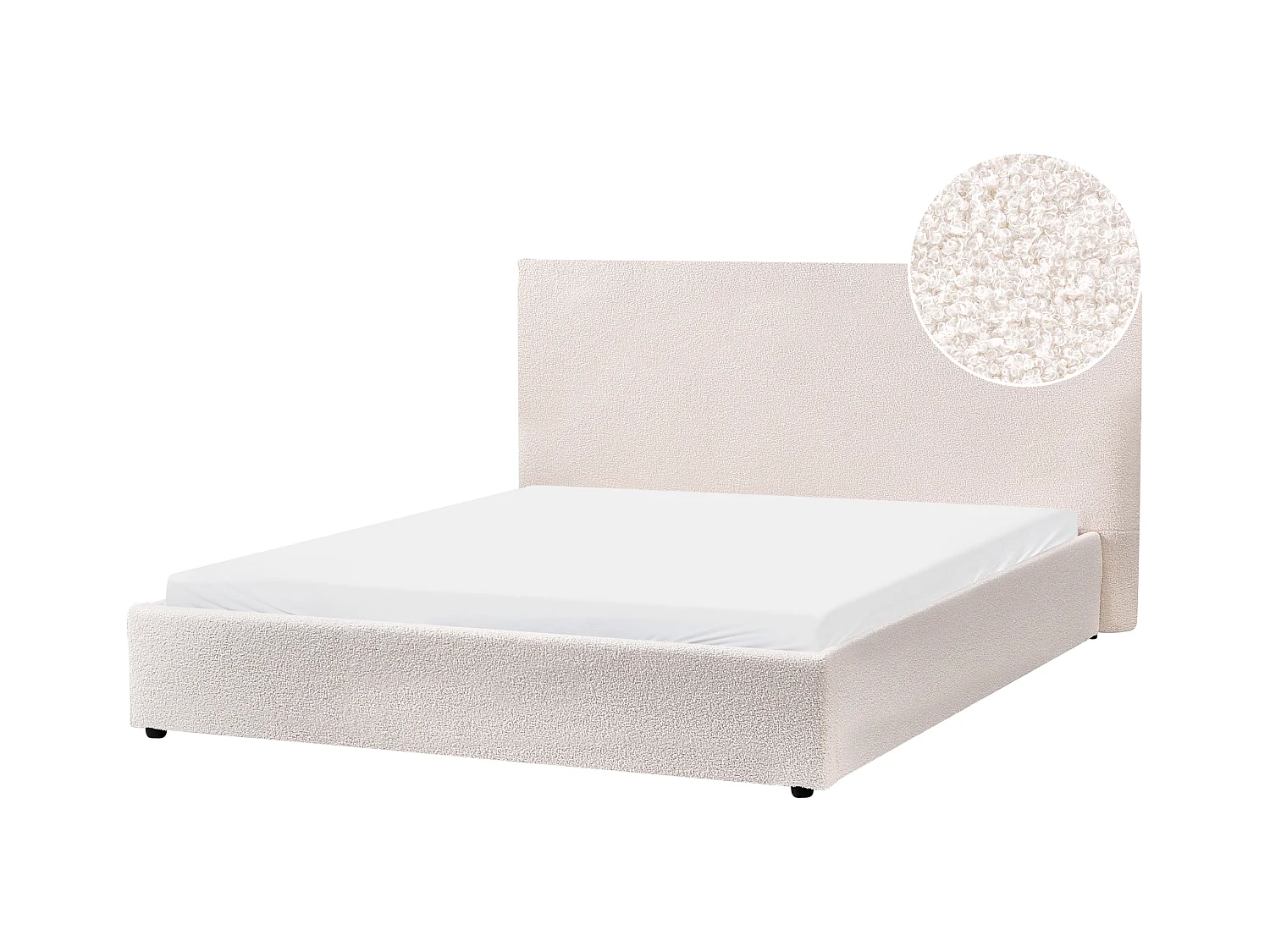 Lit avec sommier Bouclé LAVAUR 160 x 200 cm Blanc cassé