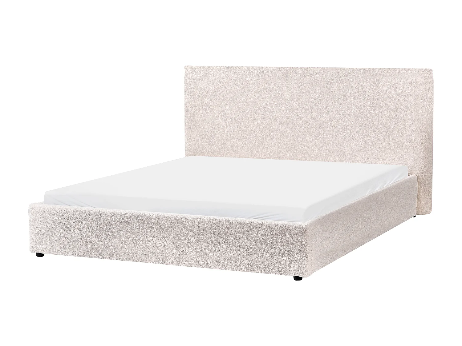 Lit avec sommier Bouclé LAVAUR 160 x 200 cm Blanc cassé