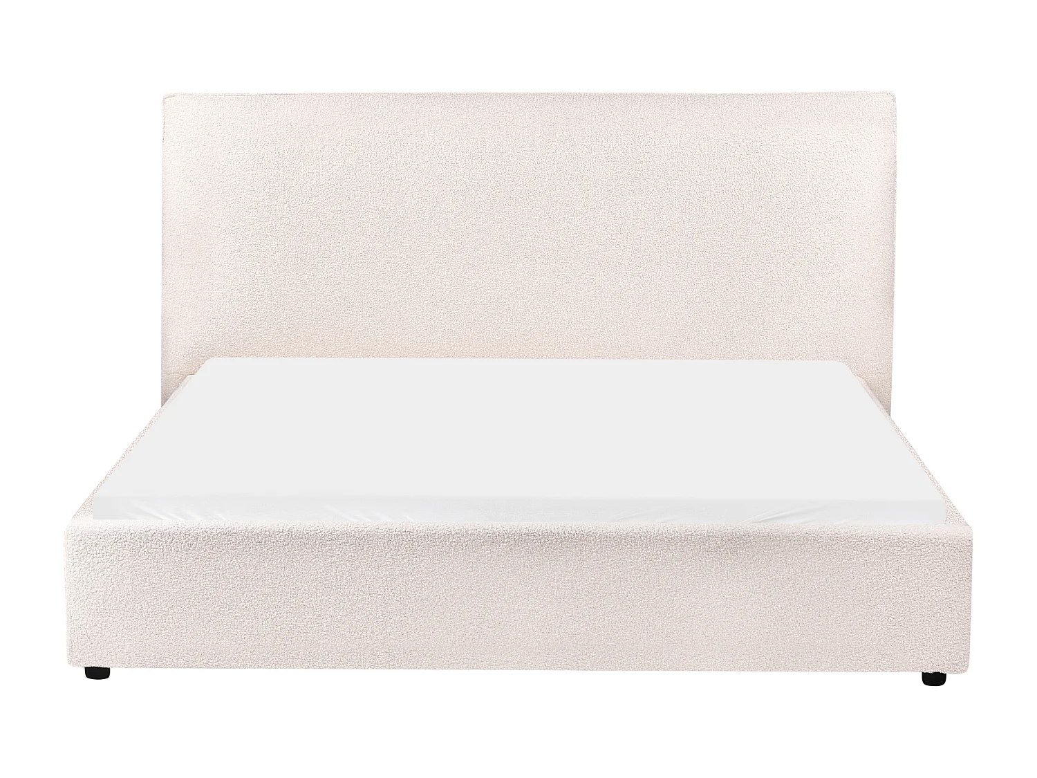 Lit avec sommier Bouclé LAVAUR 160 x 200 cm Blanc cassé