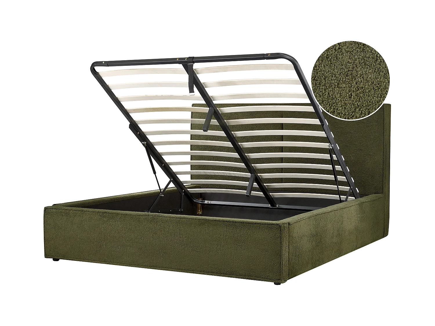 Lit ottoman Bouclé MOISSAC 160 x 200 cm Vert foncé