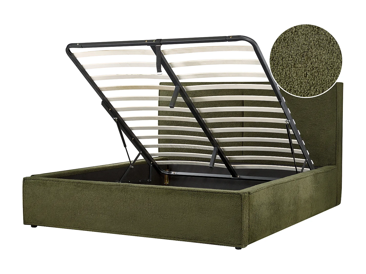 Lit ottoman Bouclé MOISSAC 160 x 200 cm Vert foncé