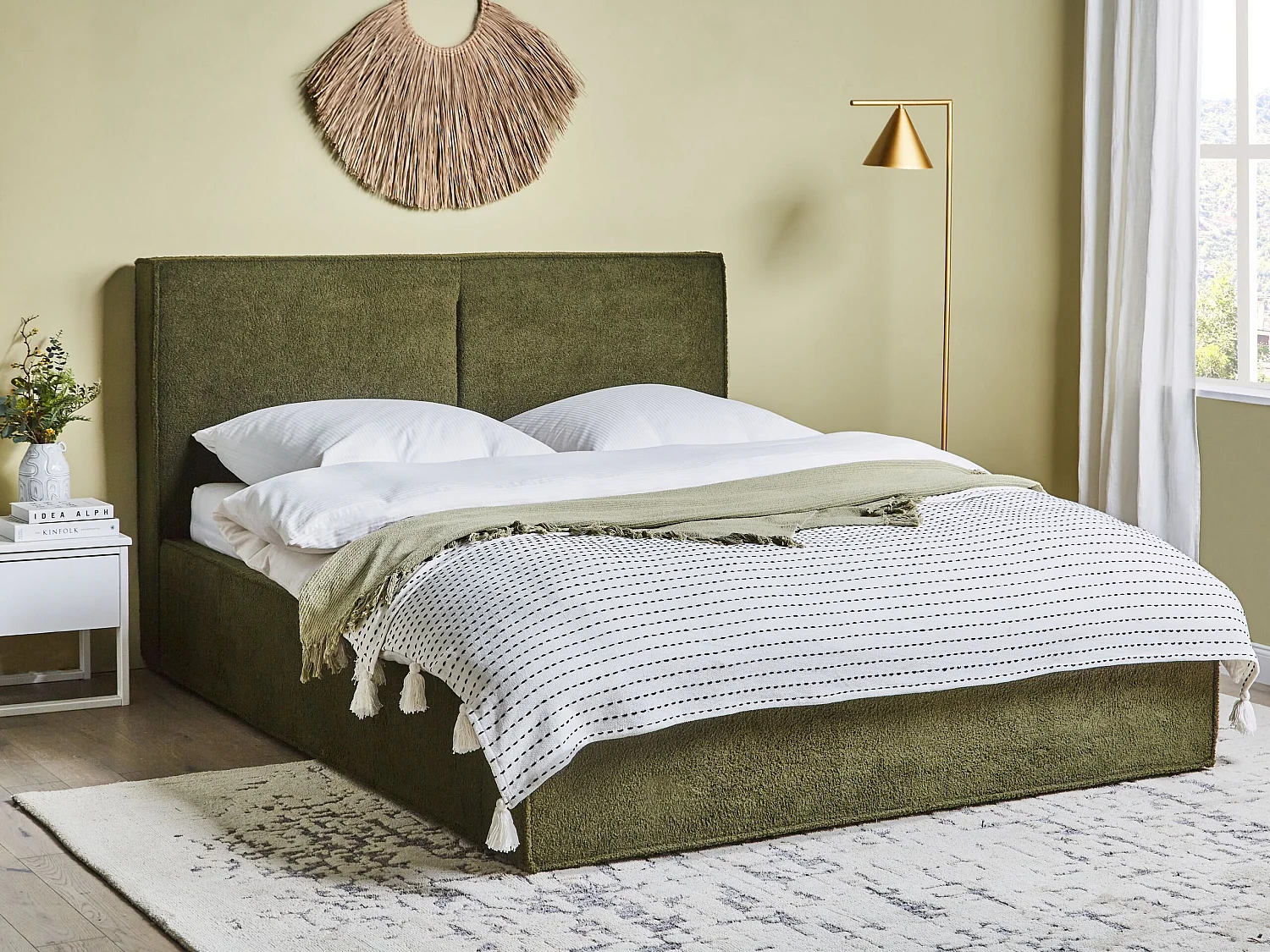 Bed met opbergruimte Bouclé MOISSAC 160 x 200 cm Donkergroen
