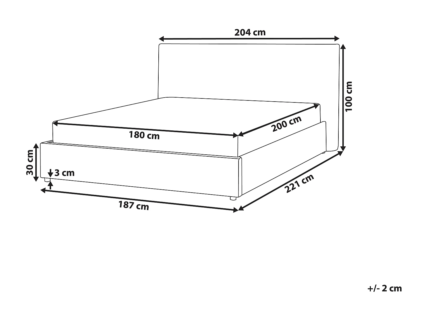 Lit avec sommier Velours LAVAUR 180 x 200 cm Blanc cassé