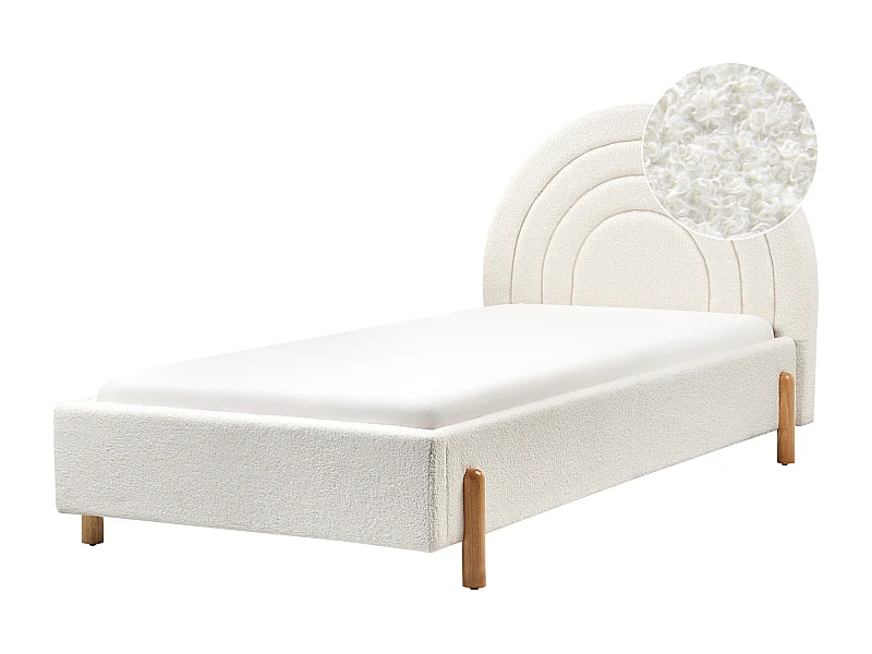 Letto singolo bouclé bianco panna 90 x 200 cm ANET