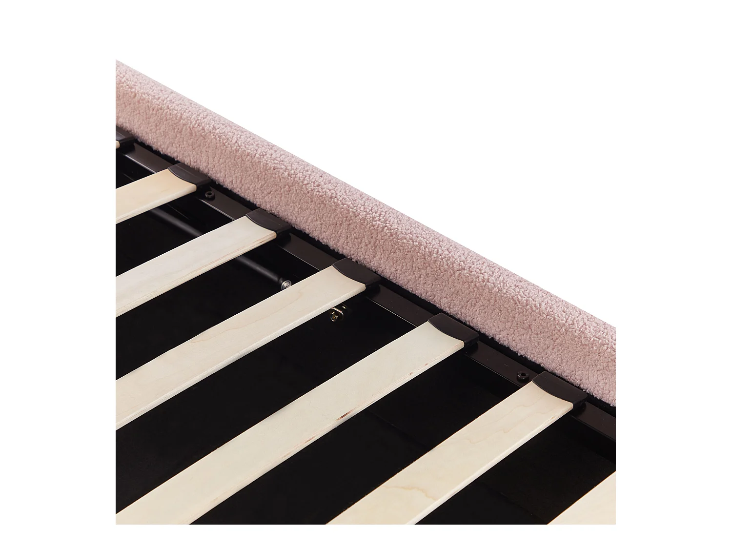 Lit ottoman sans tête de lit Bouclé DINAN 90 x 200 cm Rose pastel