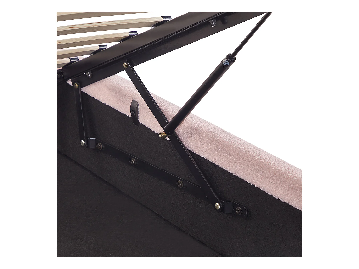 Lit ottoman sans tête de lit Bouclé DINAN 90 x 200 cm Rose pastel