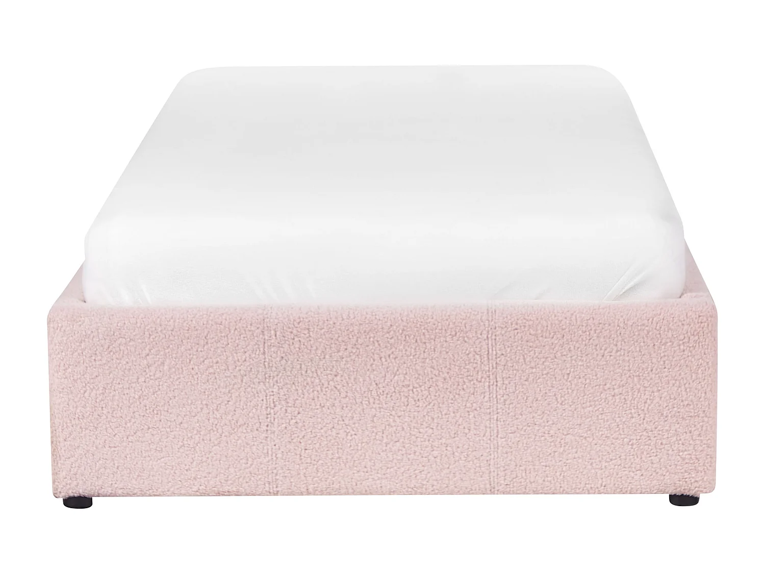 Polsterbett Bouclé rosa mit hochklappbarem Lattenrost 90x200 cm Bettkasten Dinan