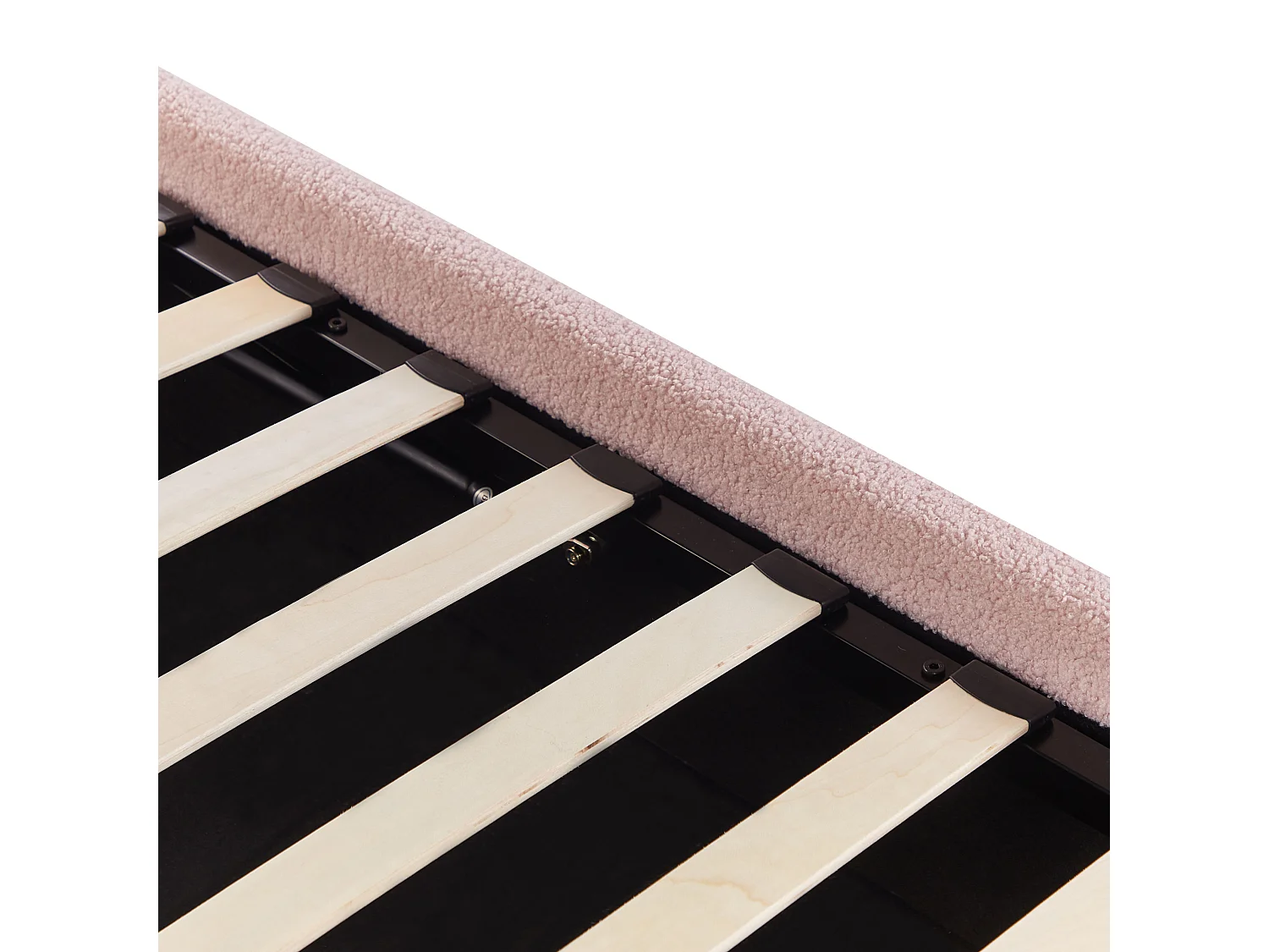 Polsterbett Bouclé rosa mit hochklappbarem Lattenrost 90x200 cm Bettkasten Dinan