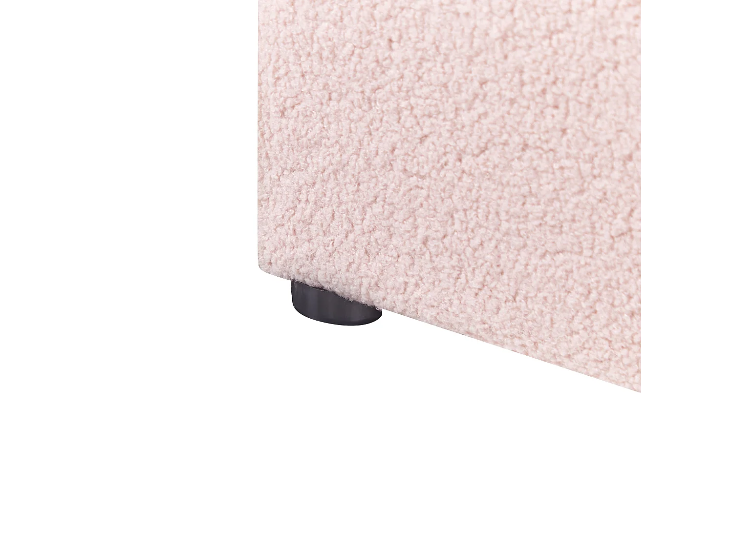 Lit ottoman sans tête de lit Bouclé DINAN 90 x 200 cm Rose pastel
